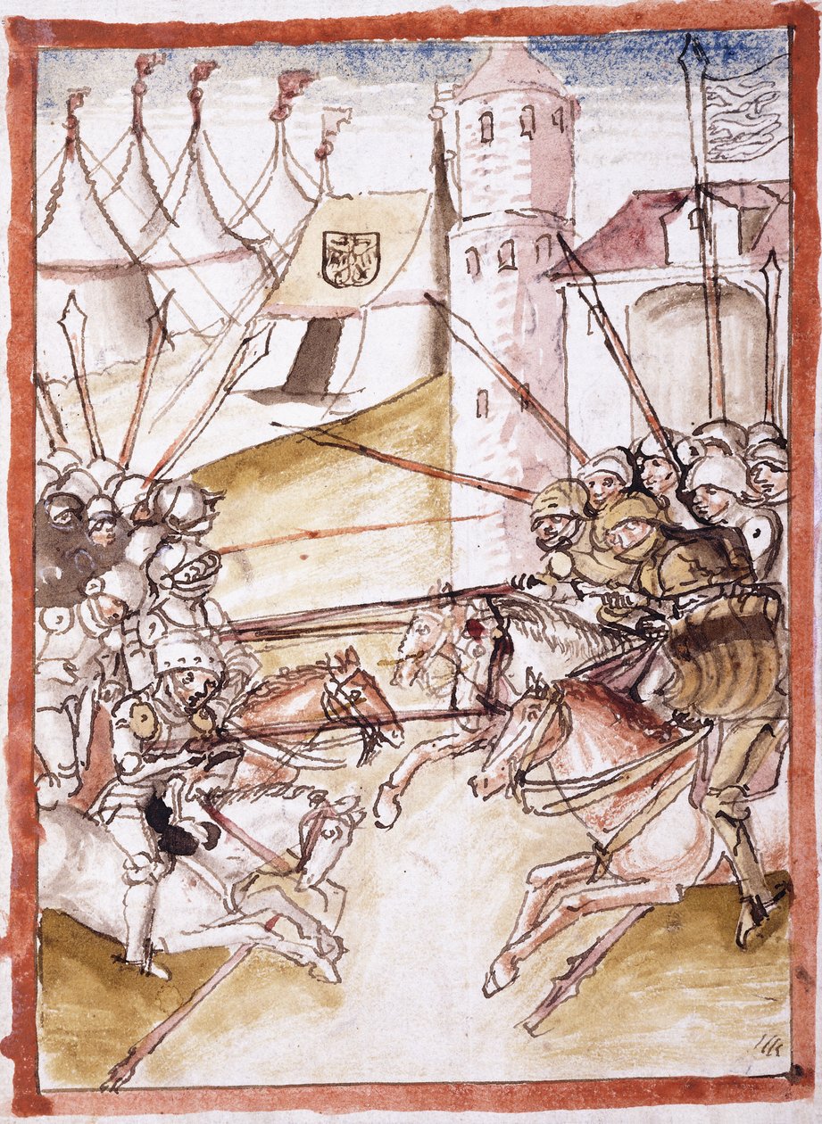 Les Romains attaquent Augsbourg, vers 1490 - German School