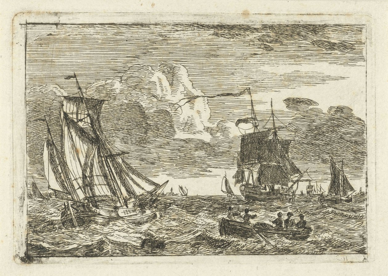 Divers voiliers et une chaloupe en mer - Gerrit Groenewegen