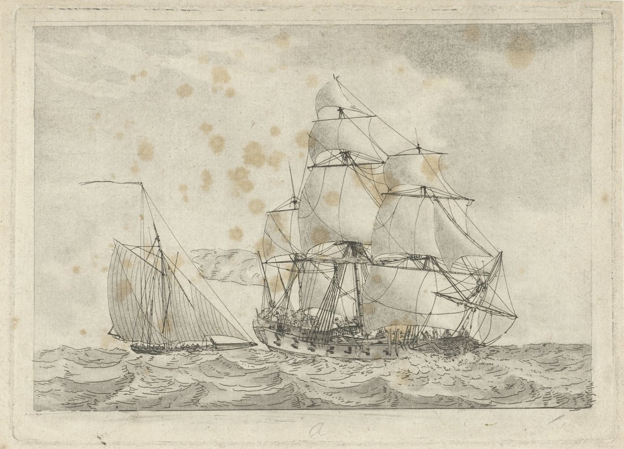 Cotre et une frégate de guerre - Gerrit Groenewegen