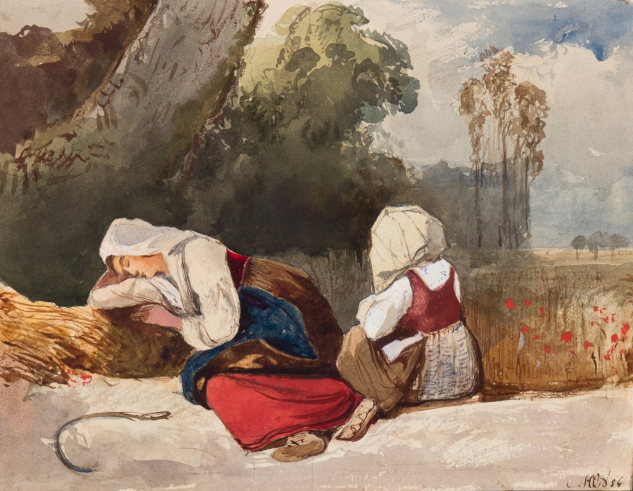Glaneuses au repos, avec ajouts de la princesse Maria Annunziata di Borbone, 1854 - Giacinto Gigante
