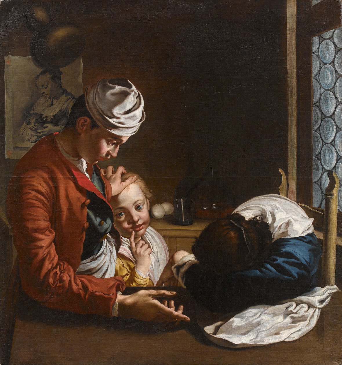 Scène de famille dans un intérieur, école lombarde, 18e siècle, attribué à Giacomo Ceruti (Milan 1698-1767) - Giacomo Ceruti