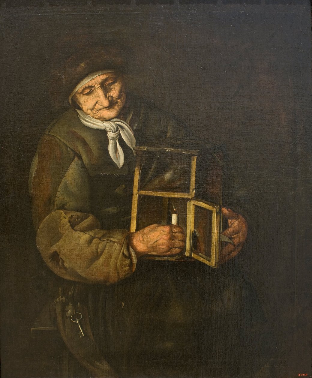 Vieille femme avec une lampe - Giacomo Francesco Cipper