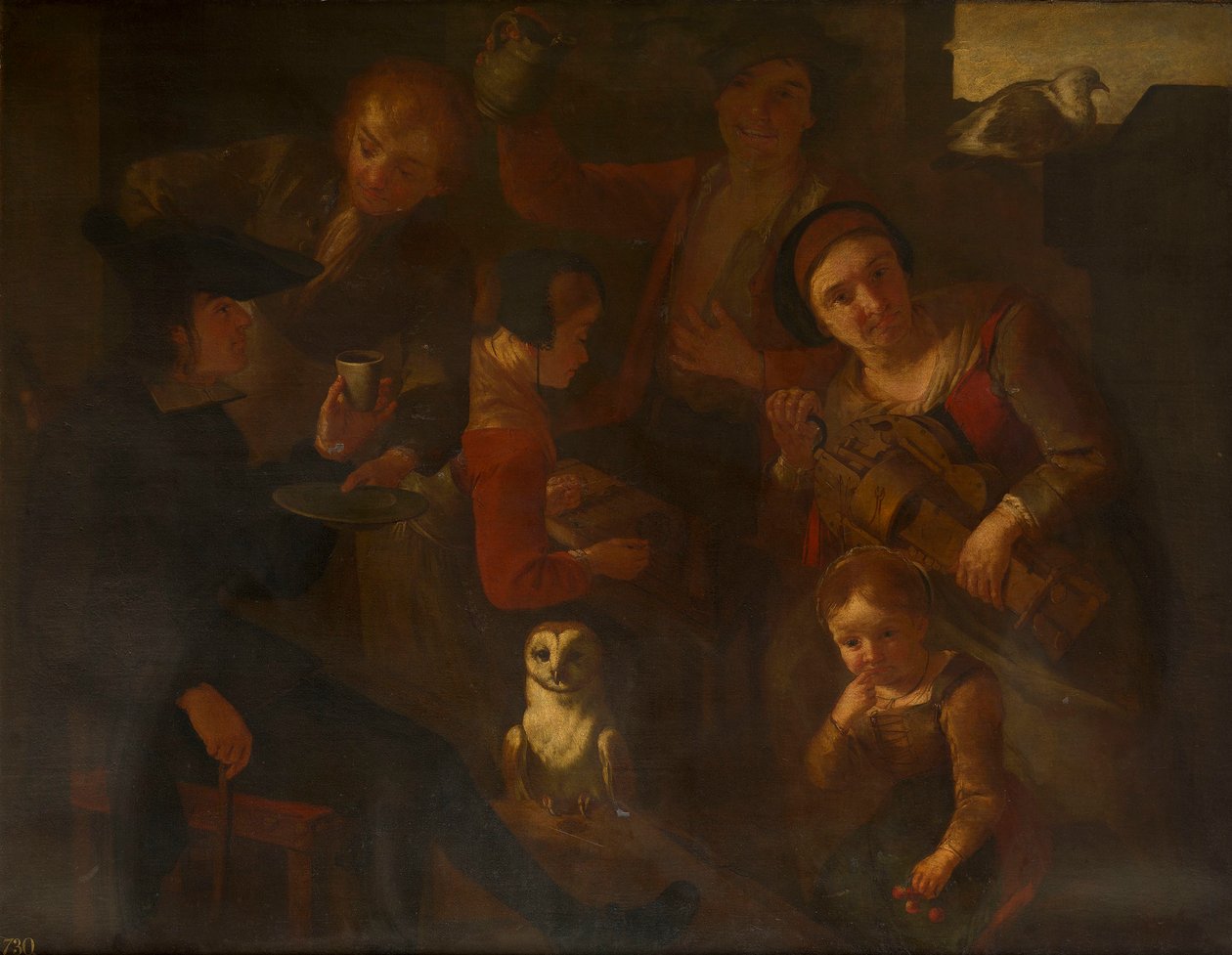 Des paysans avec une chouette effraie - Giacomo Francesco Cipper