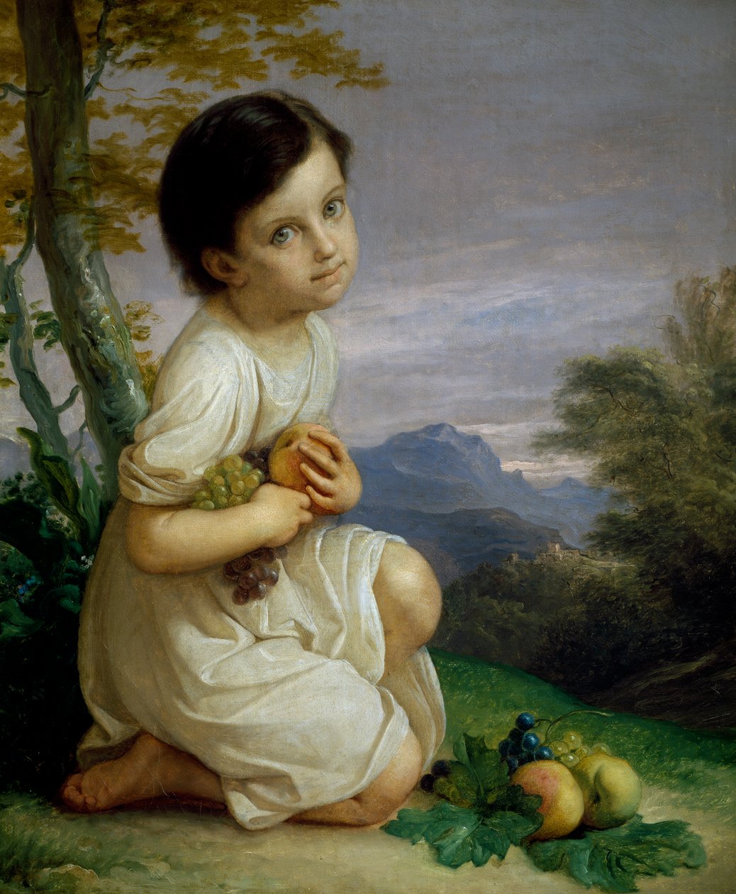 Portrait de Lena Presti avec des fruits - Giacomo Trecourt