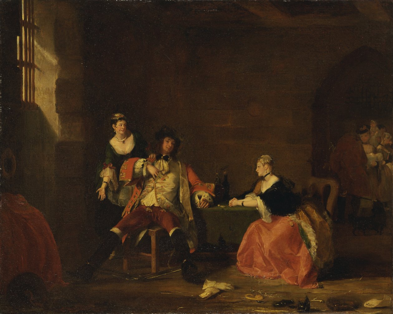 Le capitaine Macheath réprimandé par Polly et Lucy dans l