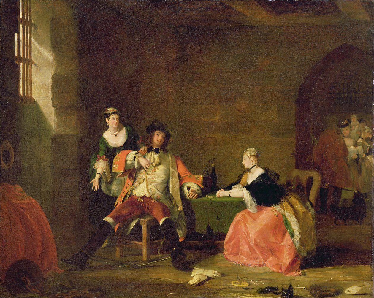 Le capitaine Macheath réprimandé par Polly et Lucy dans 