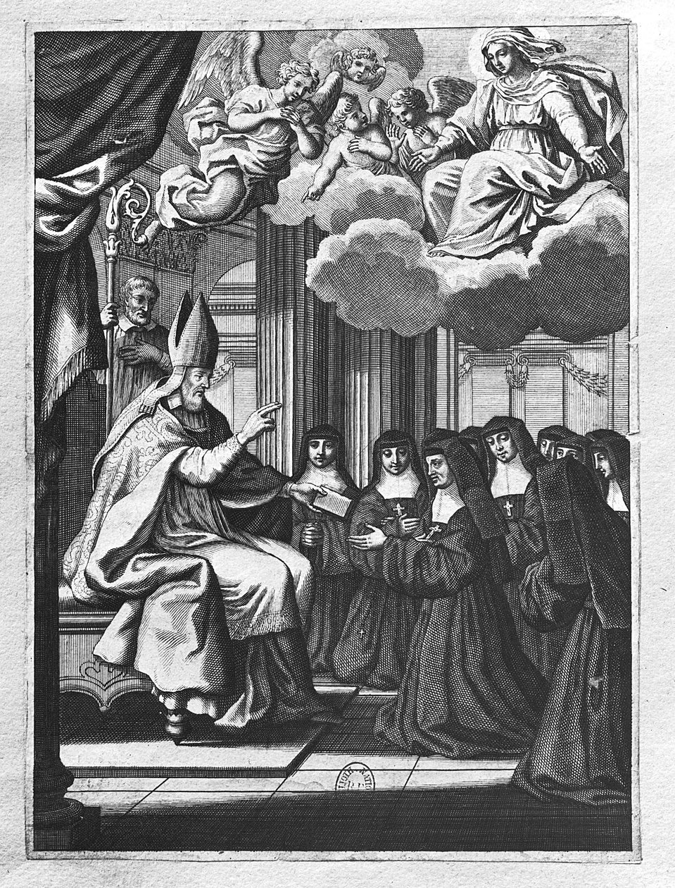 Saint François de Sales (1567-1622) donnant la règle de la Visitation à Sainte Jeanne de Chantal (1572-1641) - Gilles Rousselet