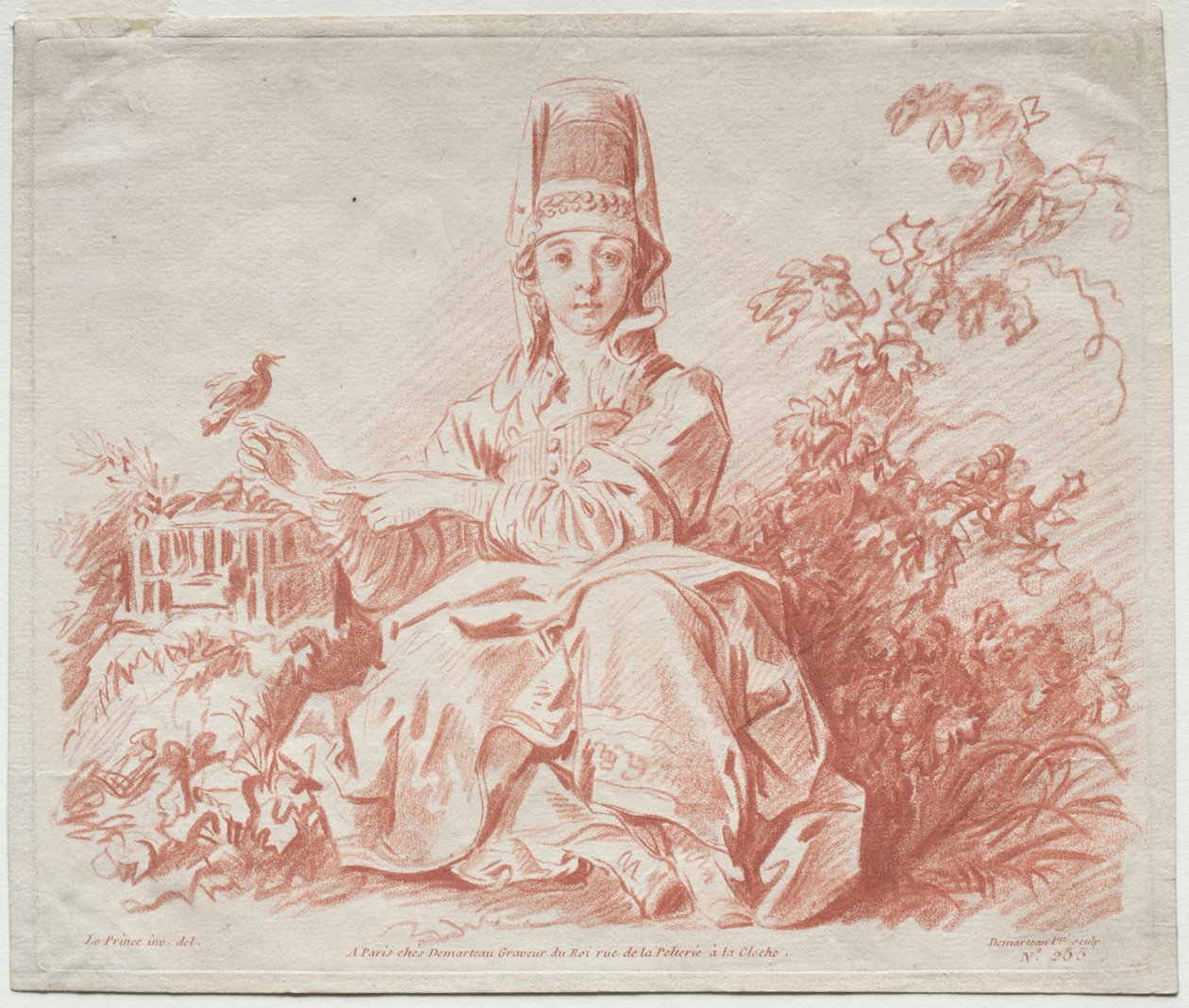 Jeune fille tenant un oiseau - Gilles Demarteau