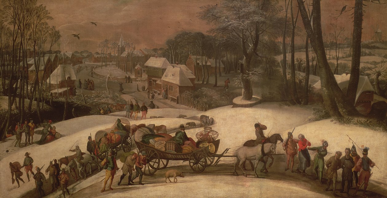 Une expédition militaire en hiver, c.1590 - Gillis Mostaert