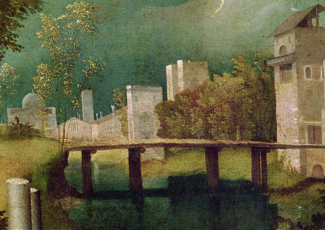 Paysage urbain, détail de La Tempête (détail) - Giorgione da Castelfranco