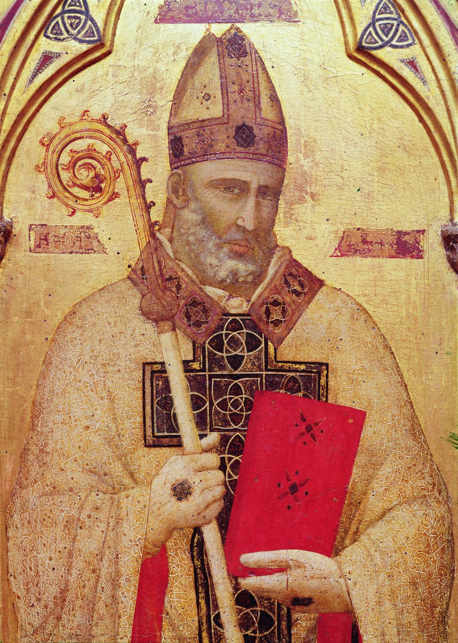 Saint Nicolas, panneau le plus à gauche du retable de Badia, vers 1301 (détail) - Giotto di Bondone