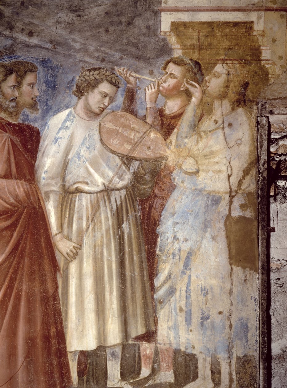 Le Cortège Nuptial de la Vierge, détail des musiciens (détail) - Giotto di Bondone