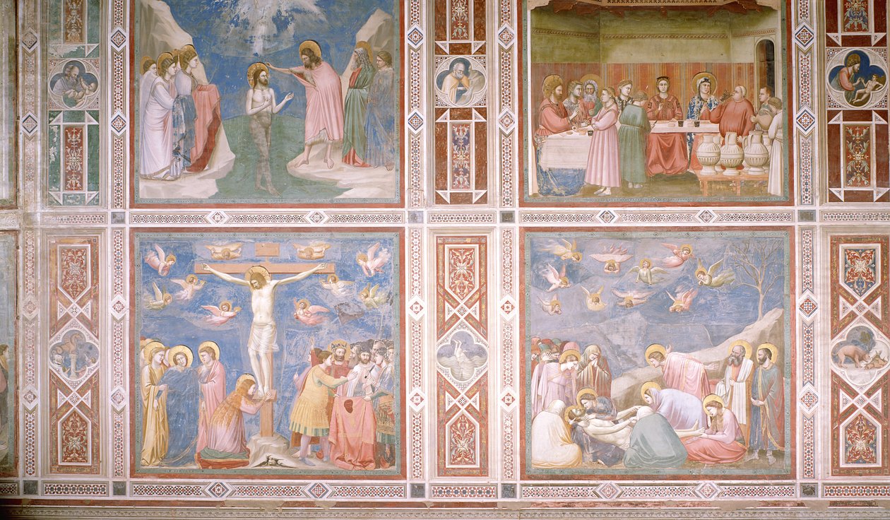 Vue des registres inférieurs et moyens du mur nord, c.1305 (détail) - Giotto di Bondone