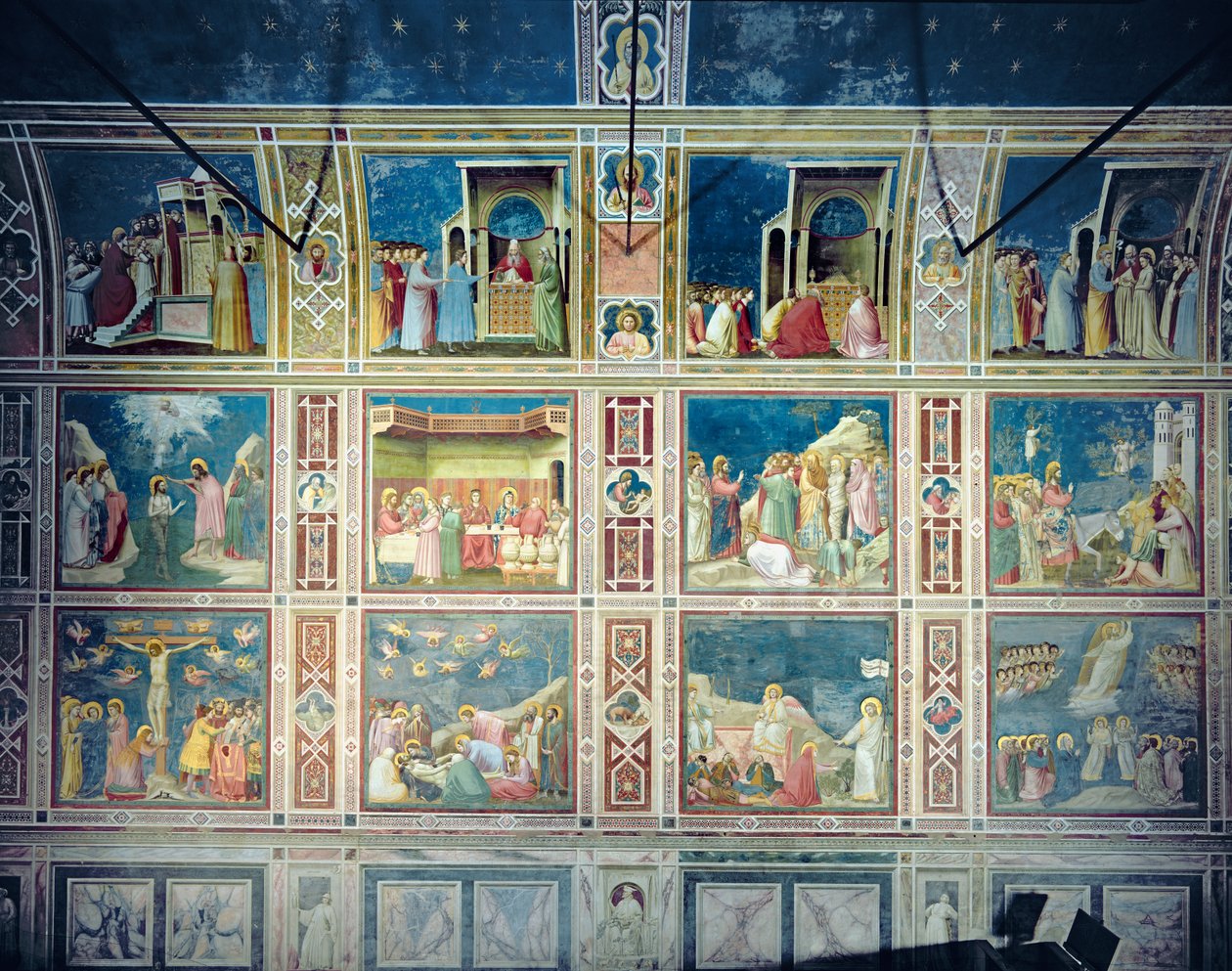 Vue du mur nord représentant des scènes de la Vie de la Vierge et de la Vie du Christ, c.1305 - Giotto di Bondone