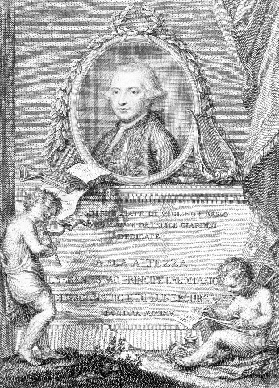 Couverture de partition avec un portrait de Felice Giardini, gravé par Francesco Bartolozzi - Giovanni Battista Cipriani