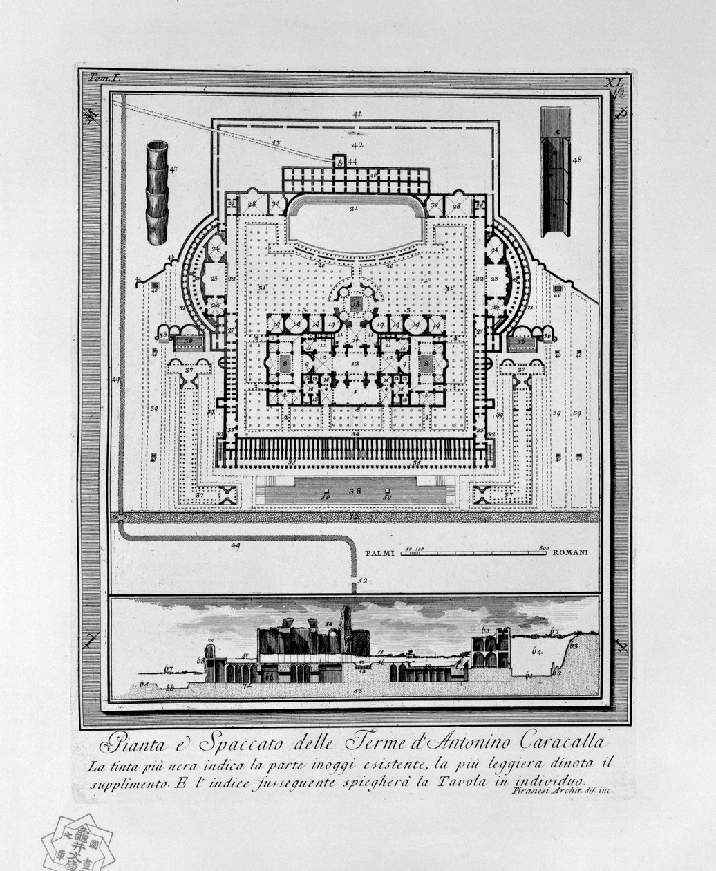 Plan des Thermes de Caracalla (Rome) - Giovanni Battista Piranesi