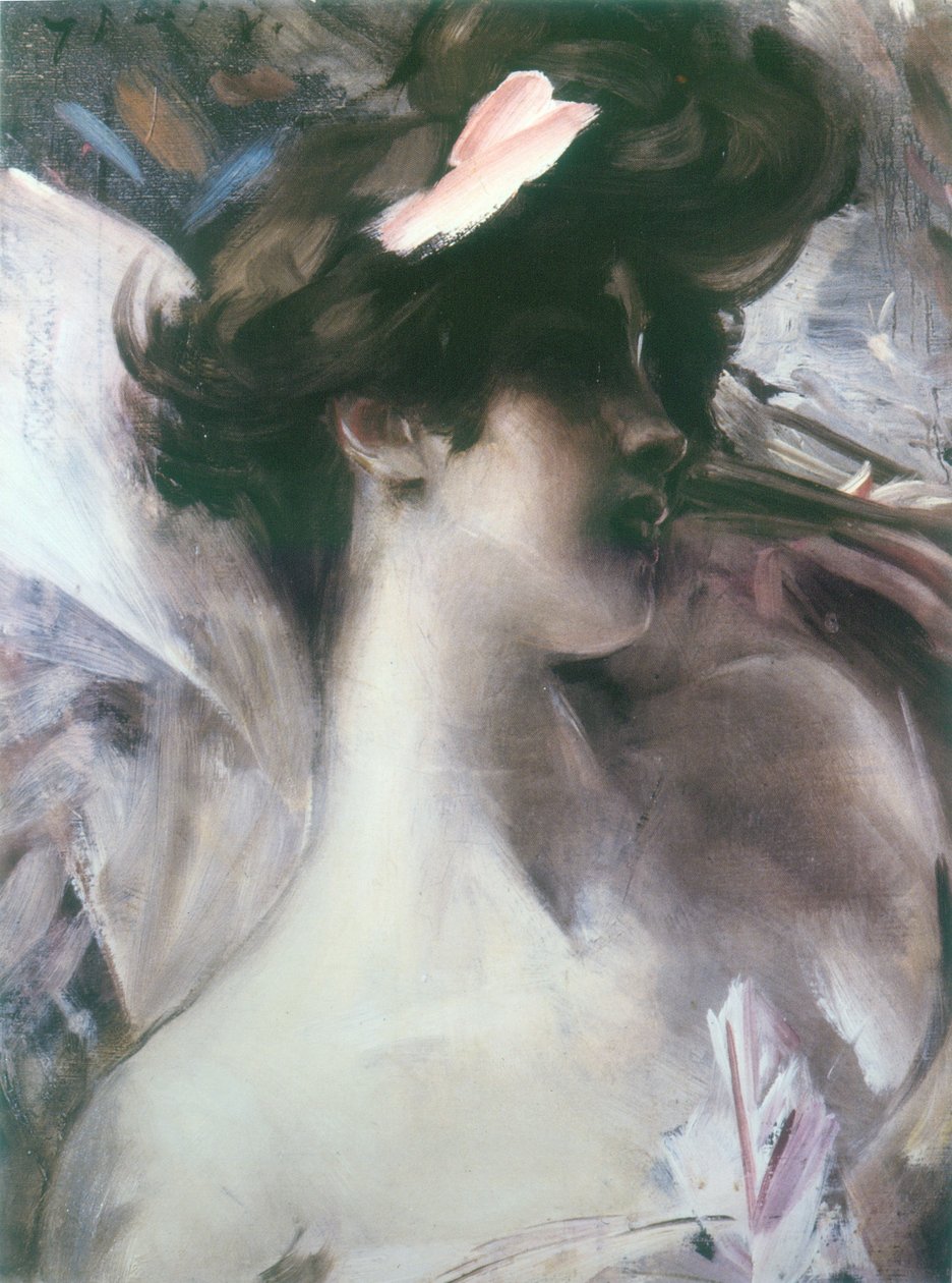 Testa di giovane su fondo rosa - Giovanni Boldini