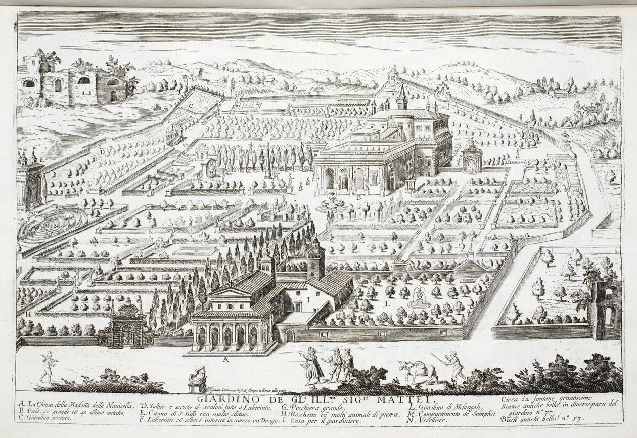 Vue des jardins de la Villa Mattei - Giovanni Domenico de