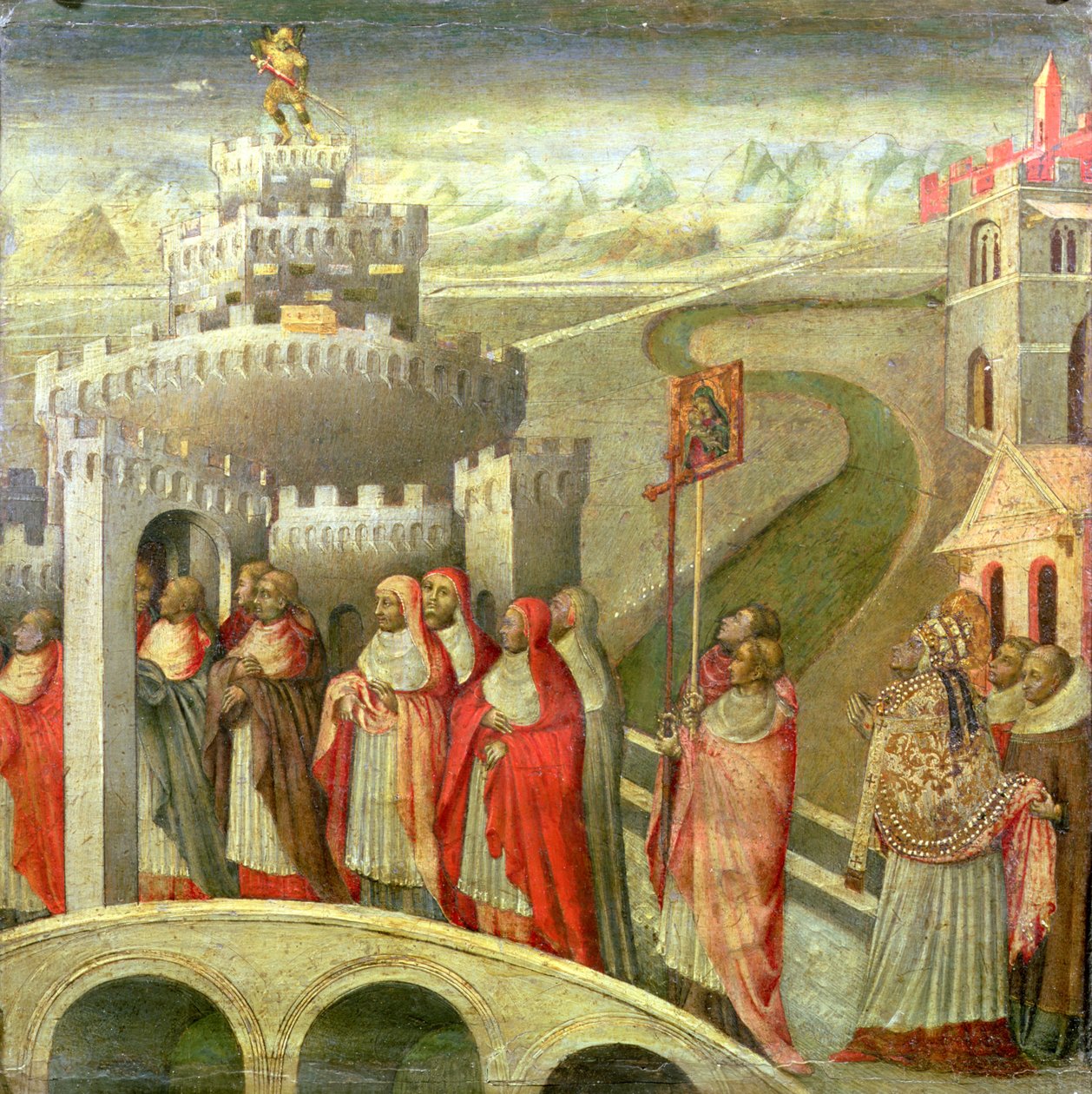 Procession de Saint Grégoire au Castel Saint-Ange - Giovanni di Paolo