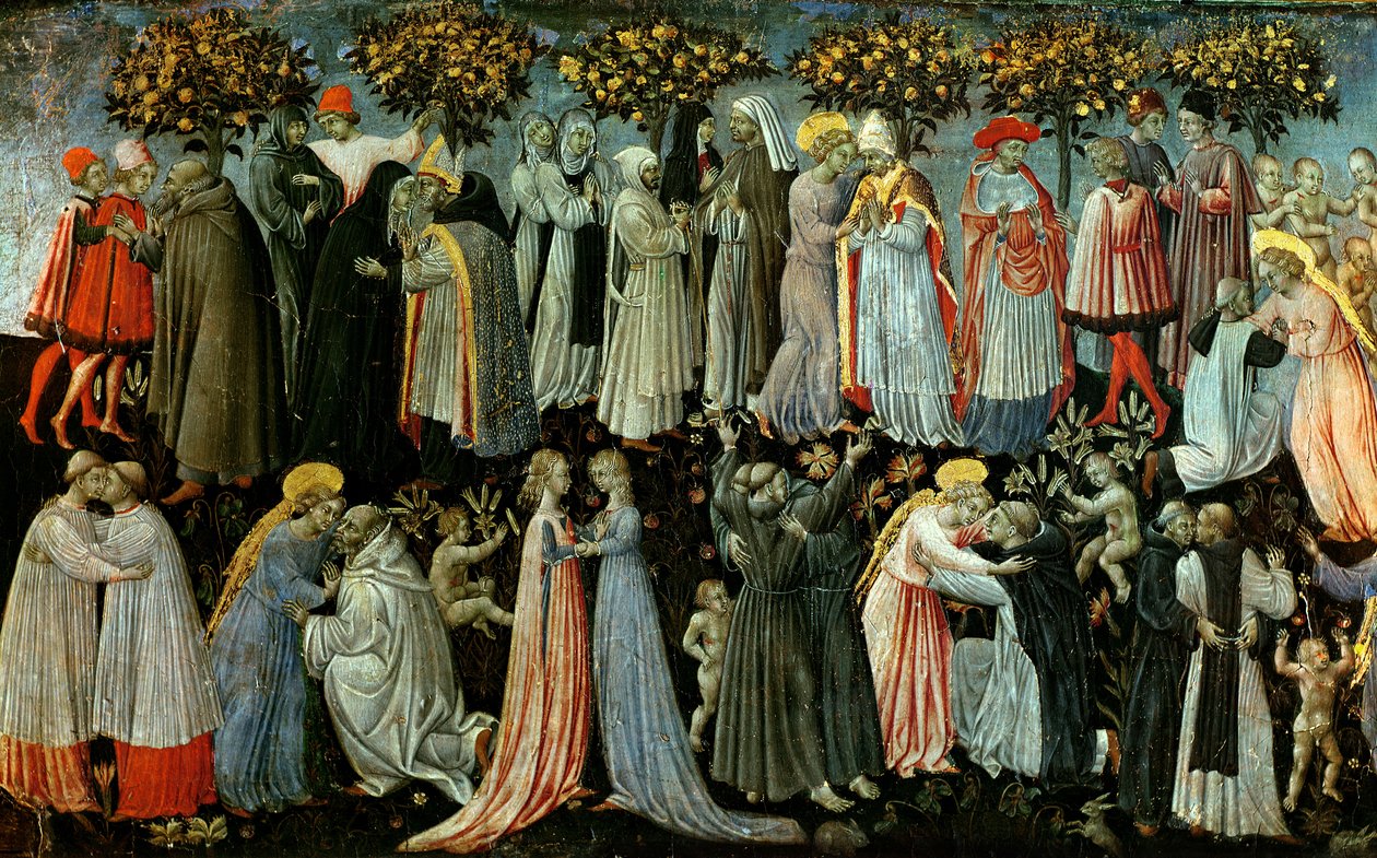 Le Jugement dernier, détail du panneau de prédelle représentant le Paradis, 1460-65 (détail) - Giovanni di Paolo