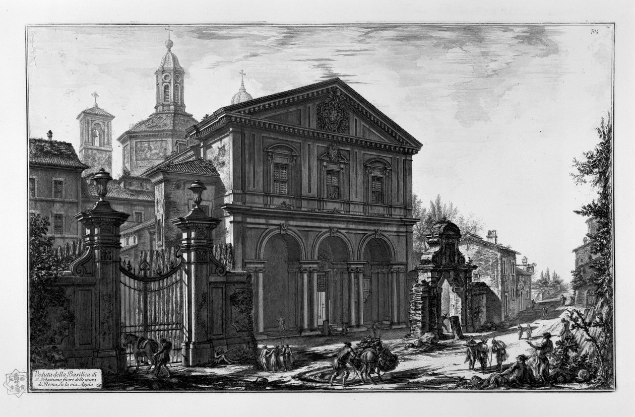 Vue de la basilique de San Sebastiano fuori le mura de Rome, sur la via Appia - Giovanni Battista Piranesi