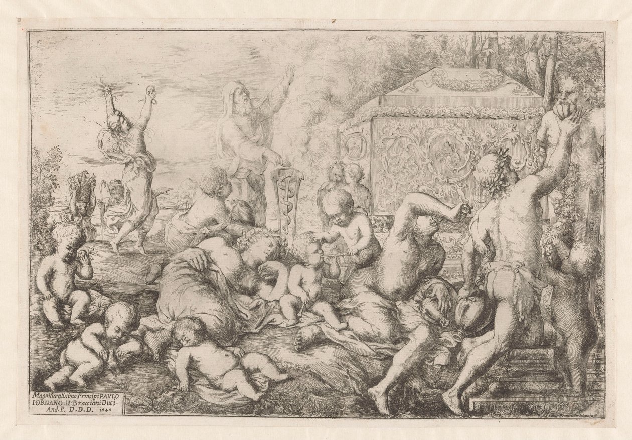 Bacchanale avec autel, faune et Silène - Giovanni Andrea Podesta
