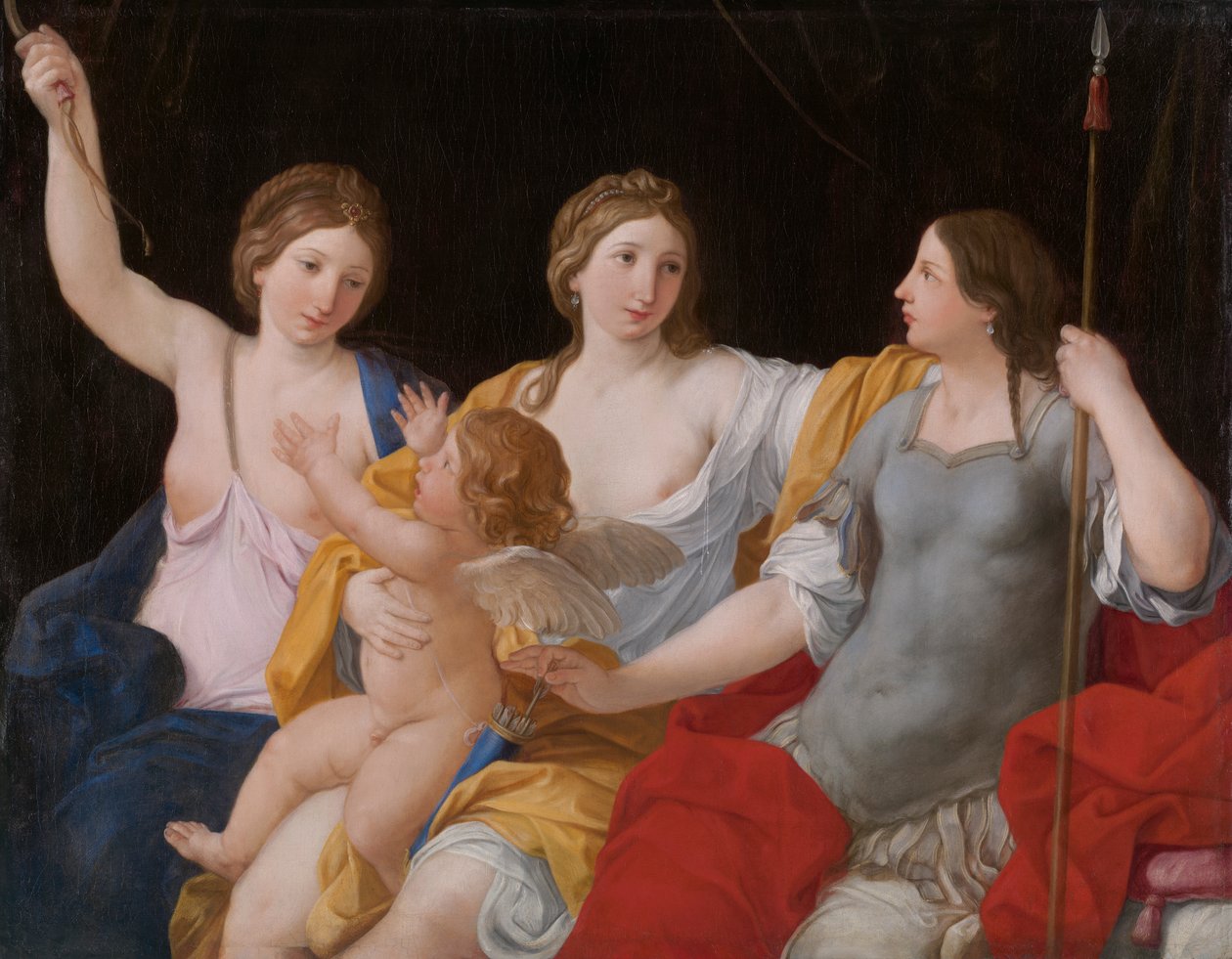 Vénus, Junon et Minerve, avec Cupidon - Giovanni Andrea Sirani