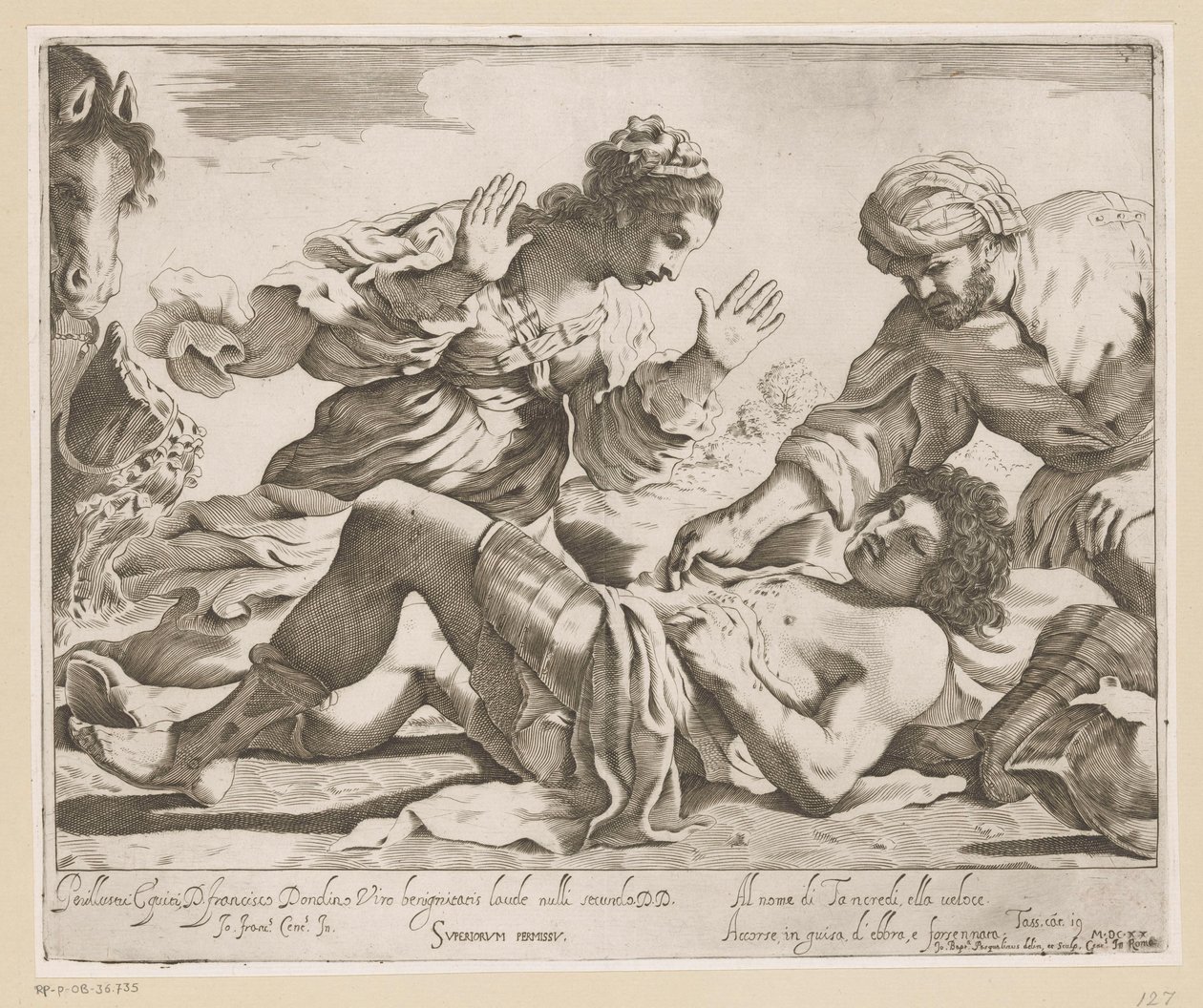 Erminia et Vafrino trouvent Tancrède - Giovanni Battista Pasqualini
