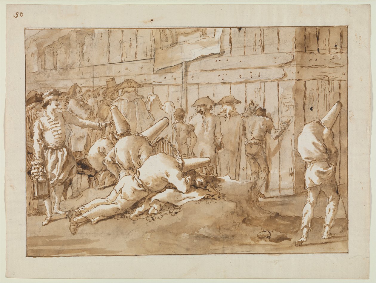 Punchinellos devant un cirque, vers 1800 - Giovanni Battista Tiepolo