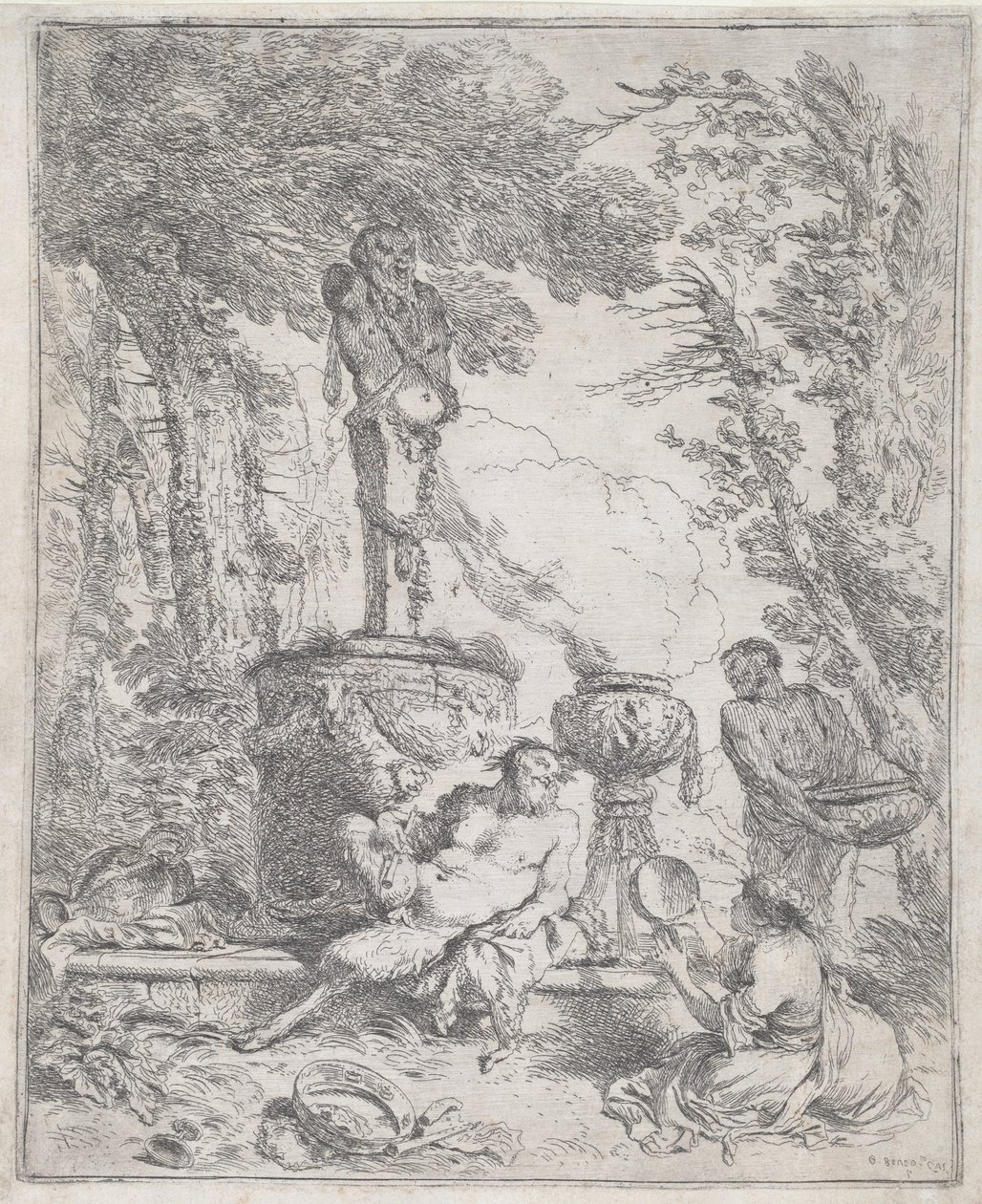 Pan allongé devant un Hermès - Giovanni Benedetto Castiglione