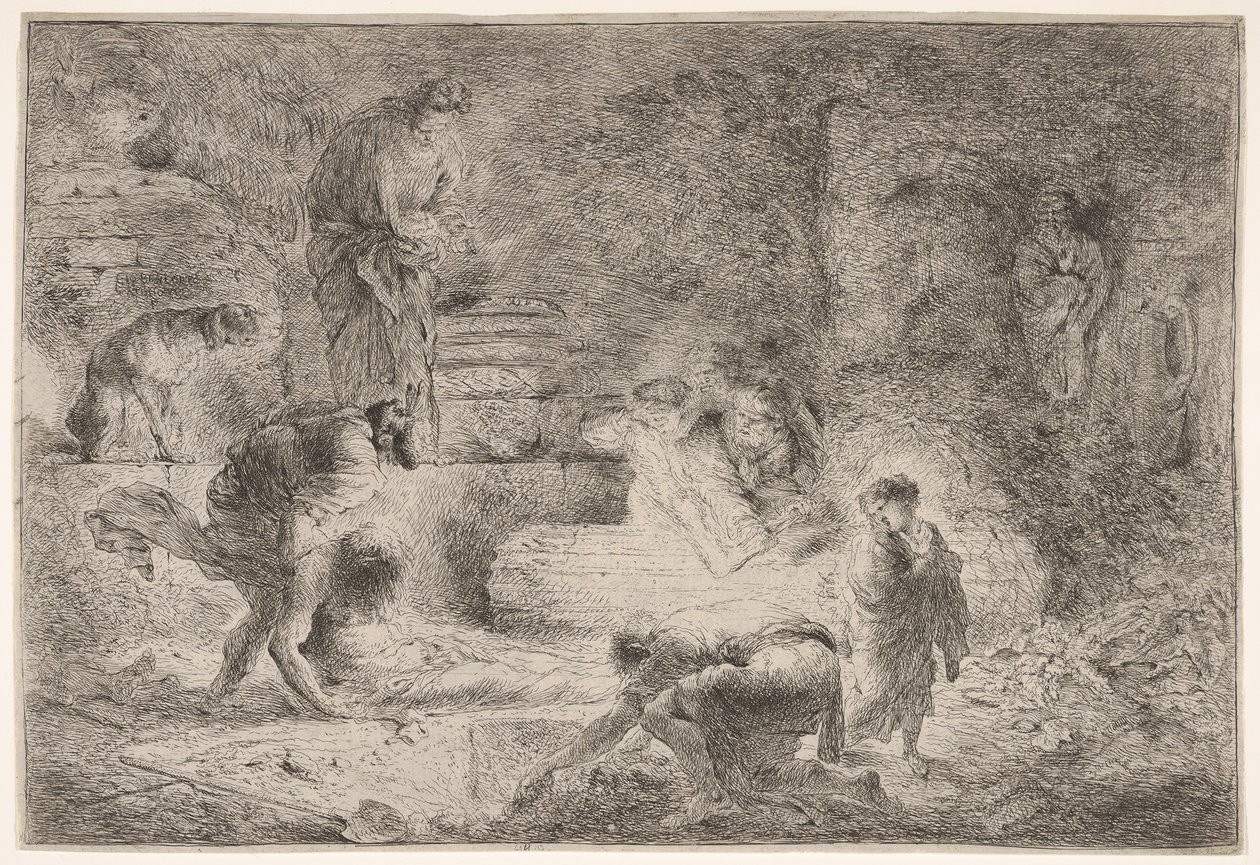 Tobie enterrant les morts - Giovanni Benedetto Castiglione
