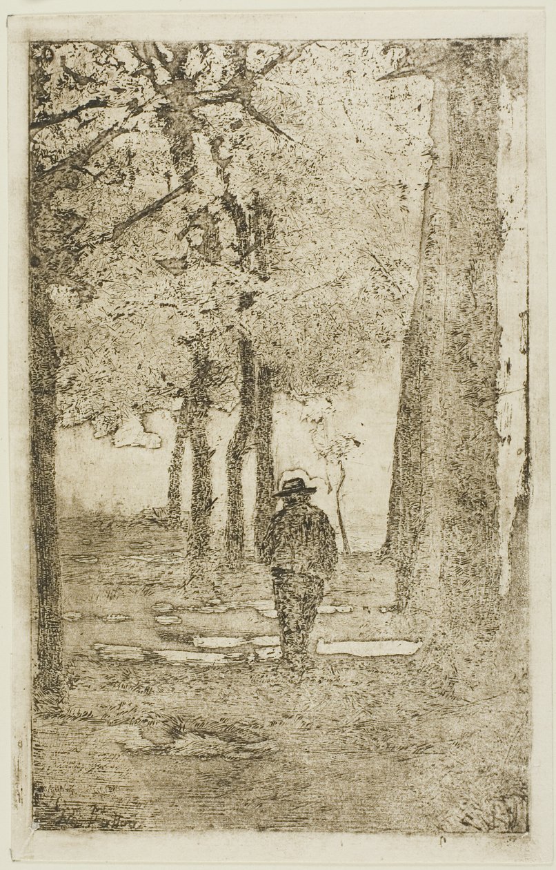 Promenade boisée avec figure - Giovanni Fattori