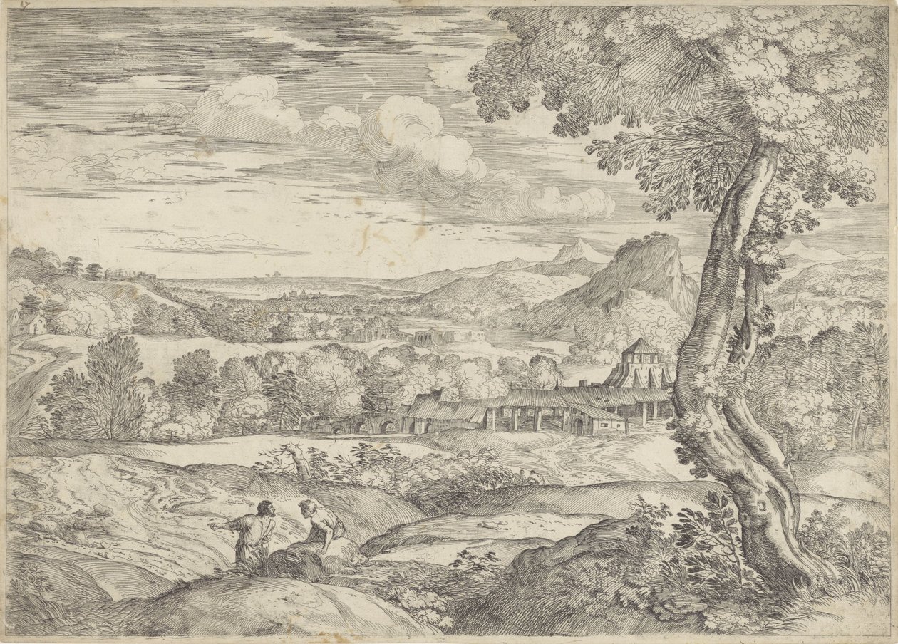 Paysage avec une briqueterie - Giovanni Francesco Grimaldi