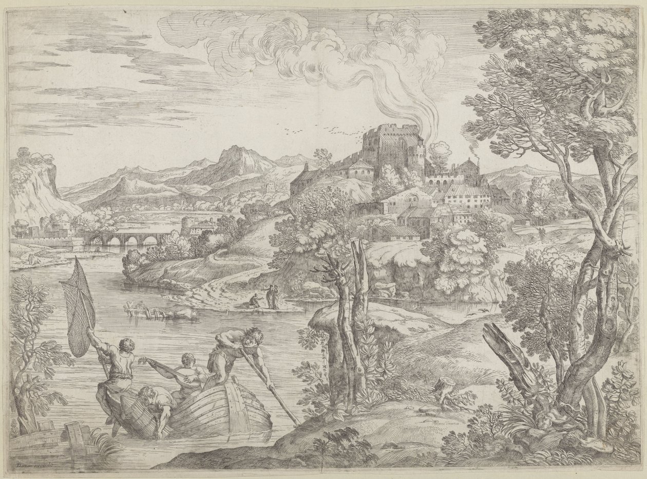 Paysage avec joueur de luth - Giovanni Francesco Grimaldi