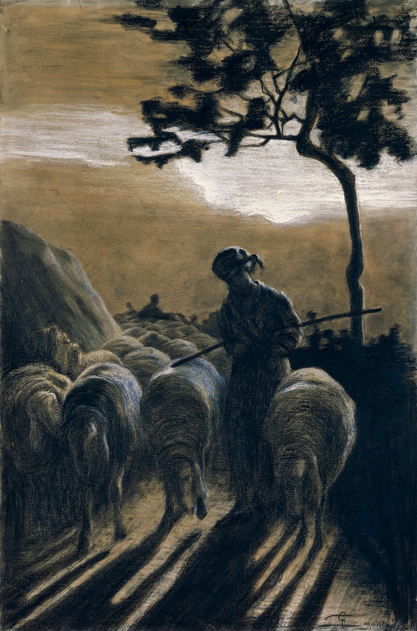 Troupeau sur la route - Giovanni Segantini