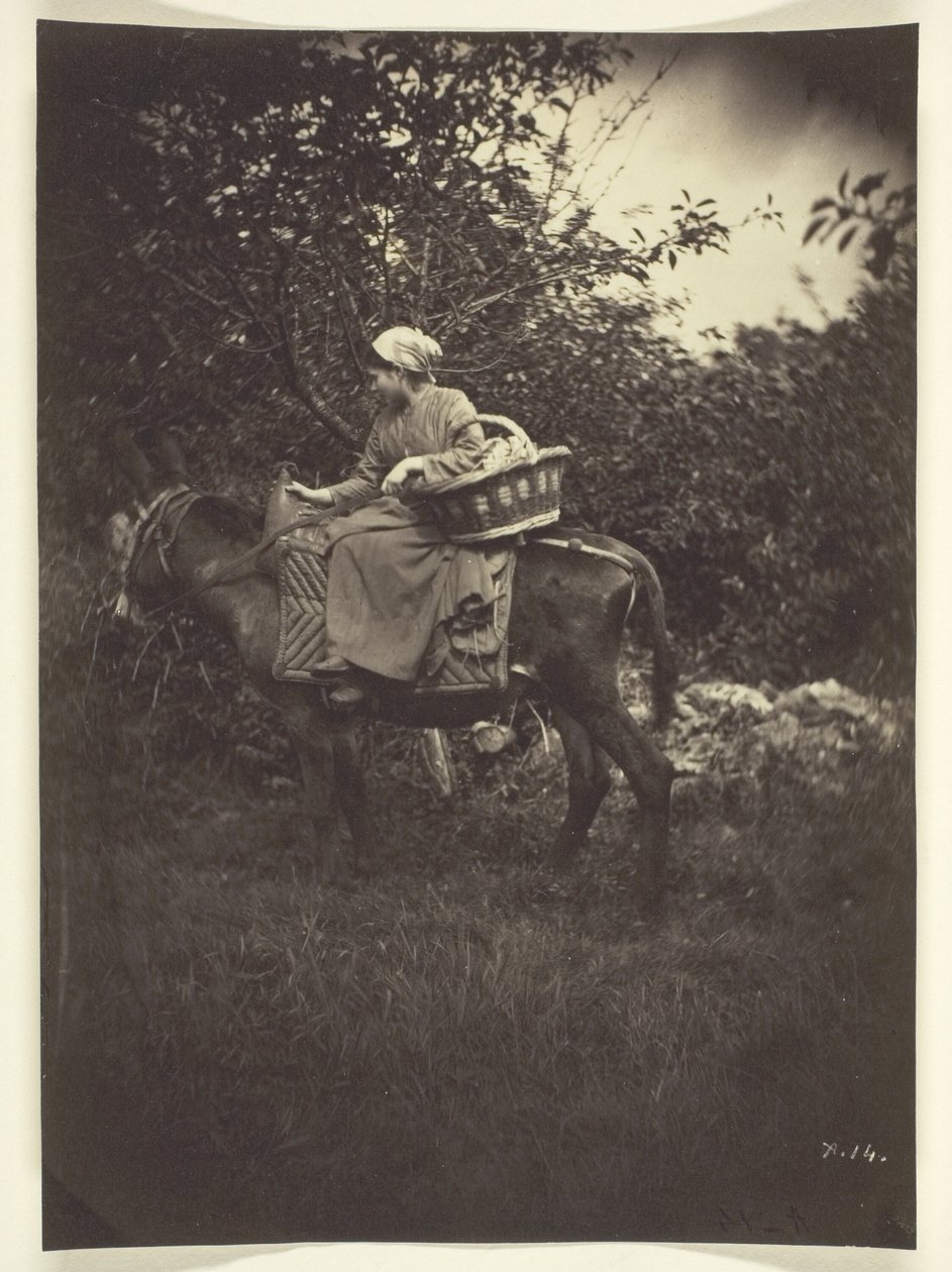 Paysanne montant un âne - Giraudon