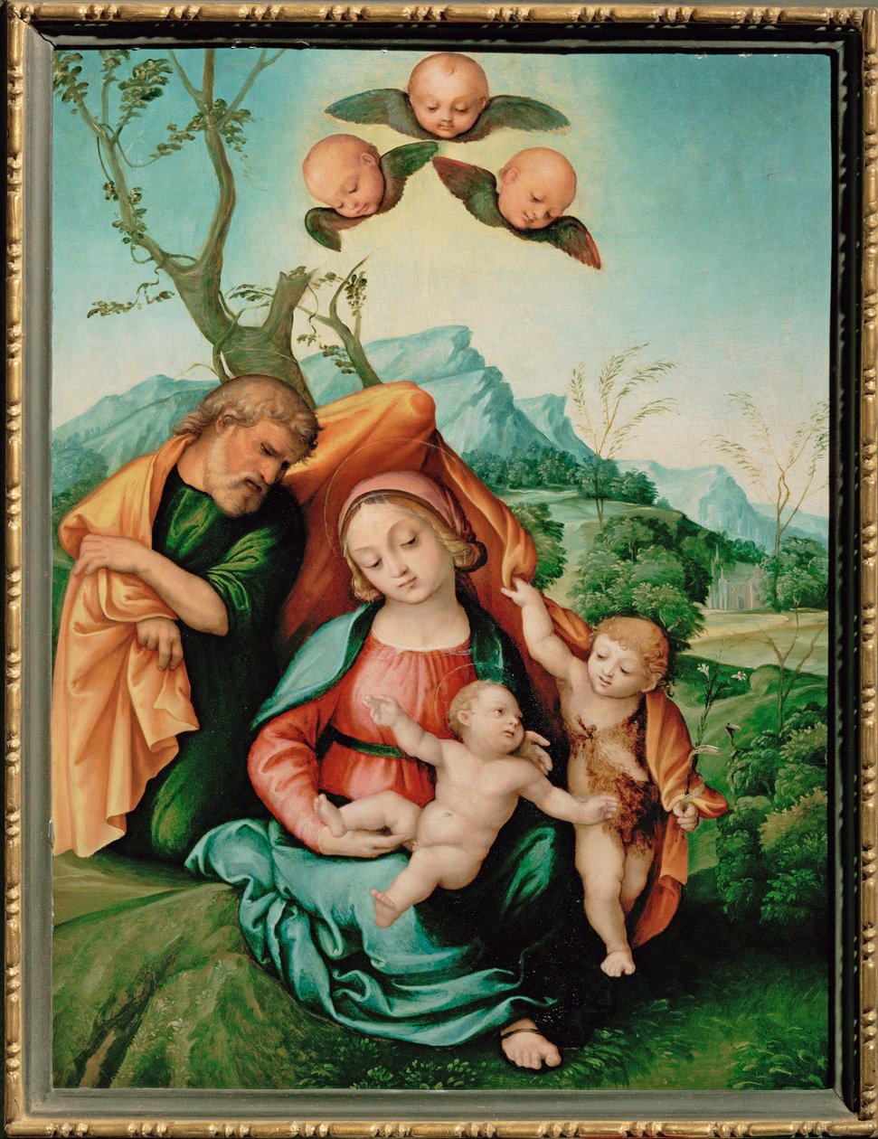 Sainte Famille (peinture sur bois) - Girolamo Marchesi da Cotignola