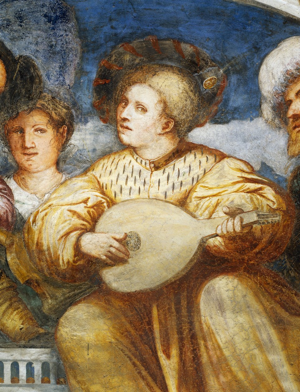 Concert, joueur de mandoline parmi les prétendants - Girolamo Romanino