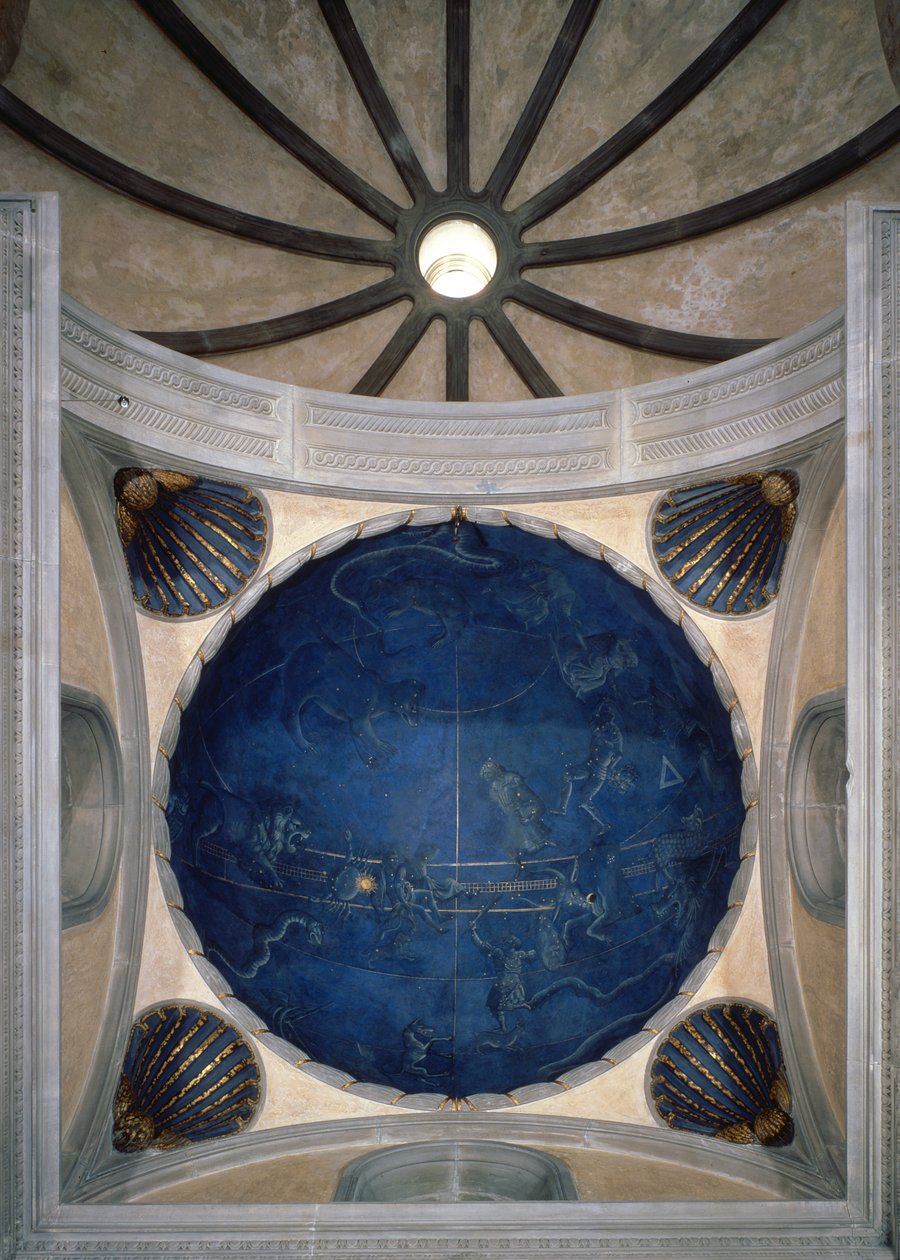 Le Chemin du Soleil à travers les étoiles dans la nuit du 4 juillet 1442, du soffite au-dessus de l