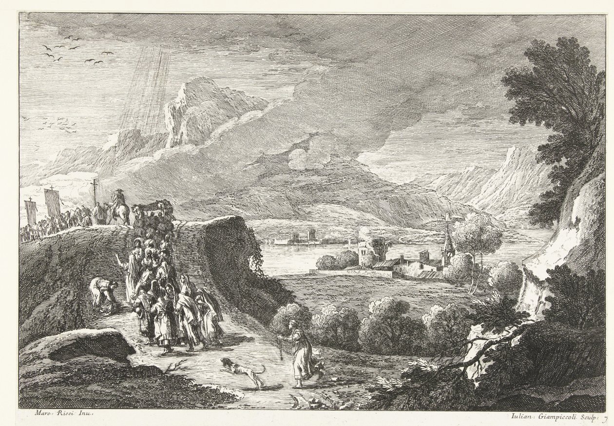 Paysage avec cortège funèbre - Giuliano Giampiccoli