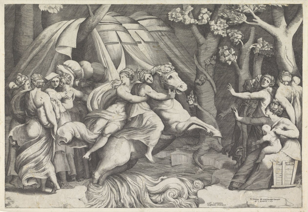 Cloelia traverse le Tibre - Giulio Bonasone