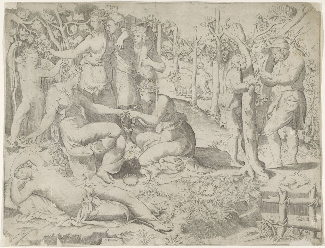 Flore donne une couronne - Giulio Bonasone