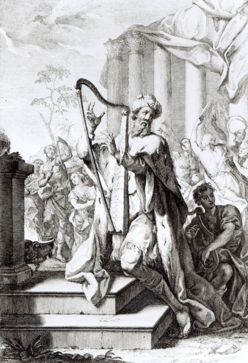 Le roi David jouant de la lyre, gravé par A Faldanus - Giuseppe Camerata