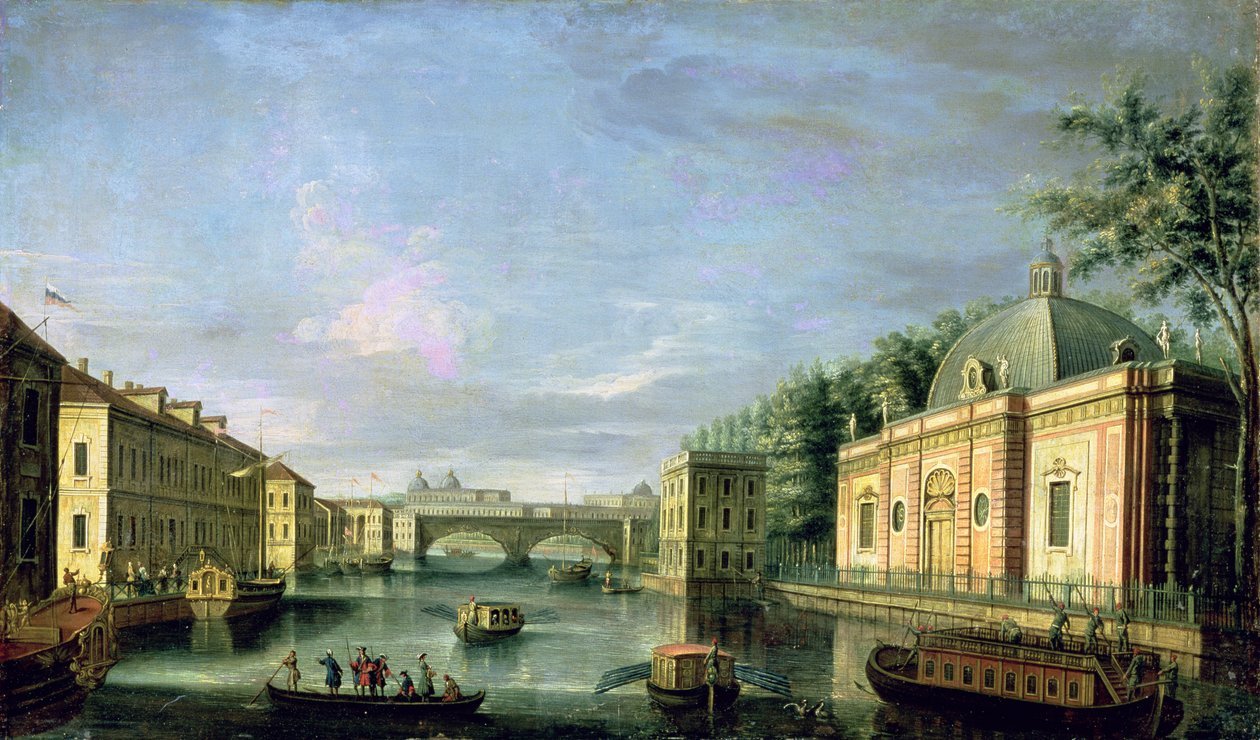 Vue de la rivière Fontanka à Saint-Pétersbourg, années 1750 - Giuseppe Valeriani