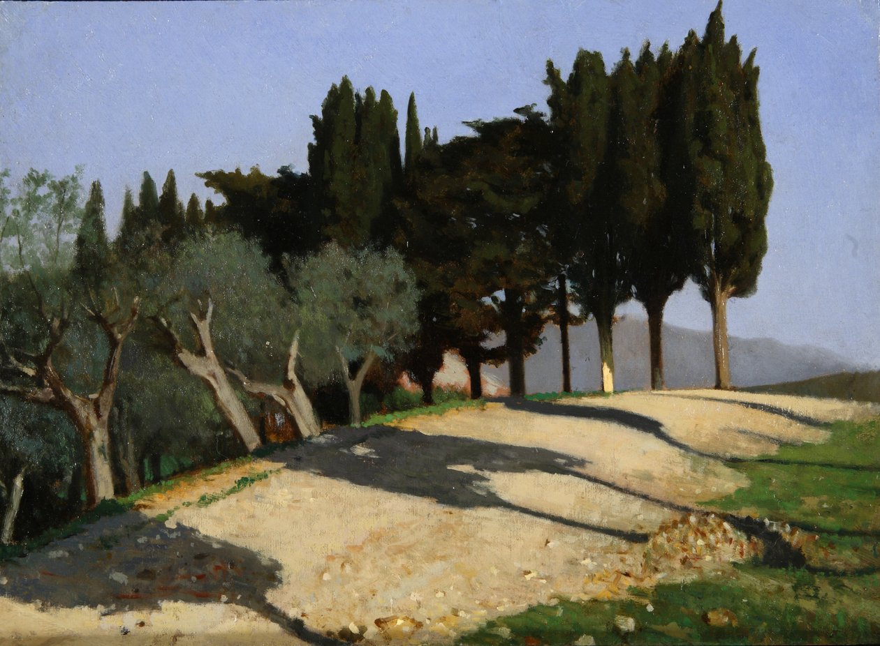 Via di campagna con cipressi, 1862 - Giuseppe Abbati