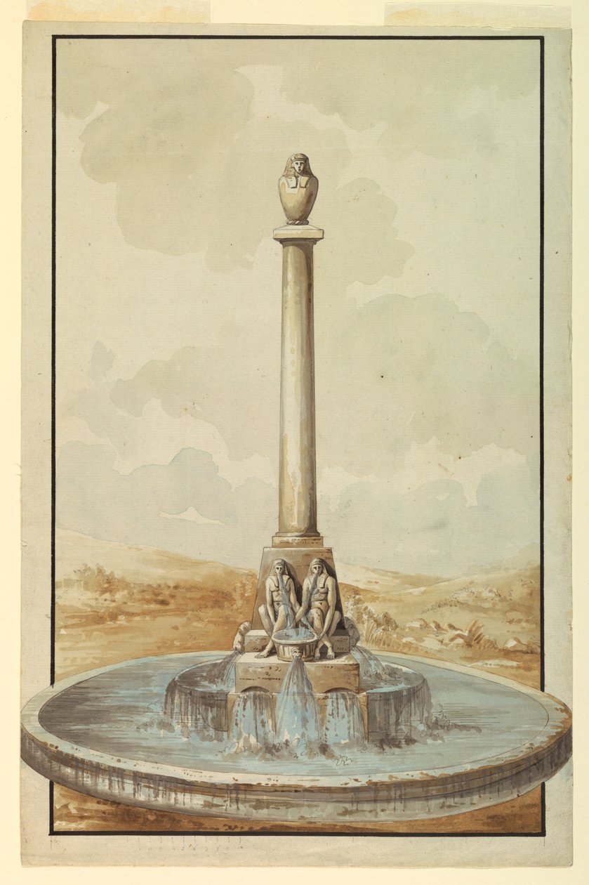 Conception pour une fontaine avec jarre canope - Giuseppe Barberi