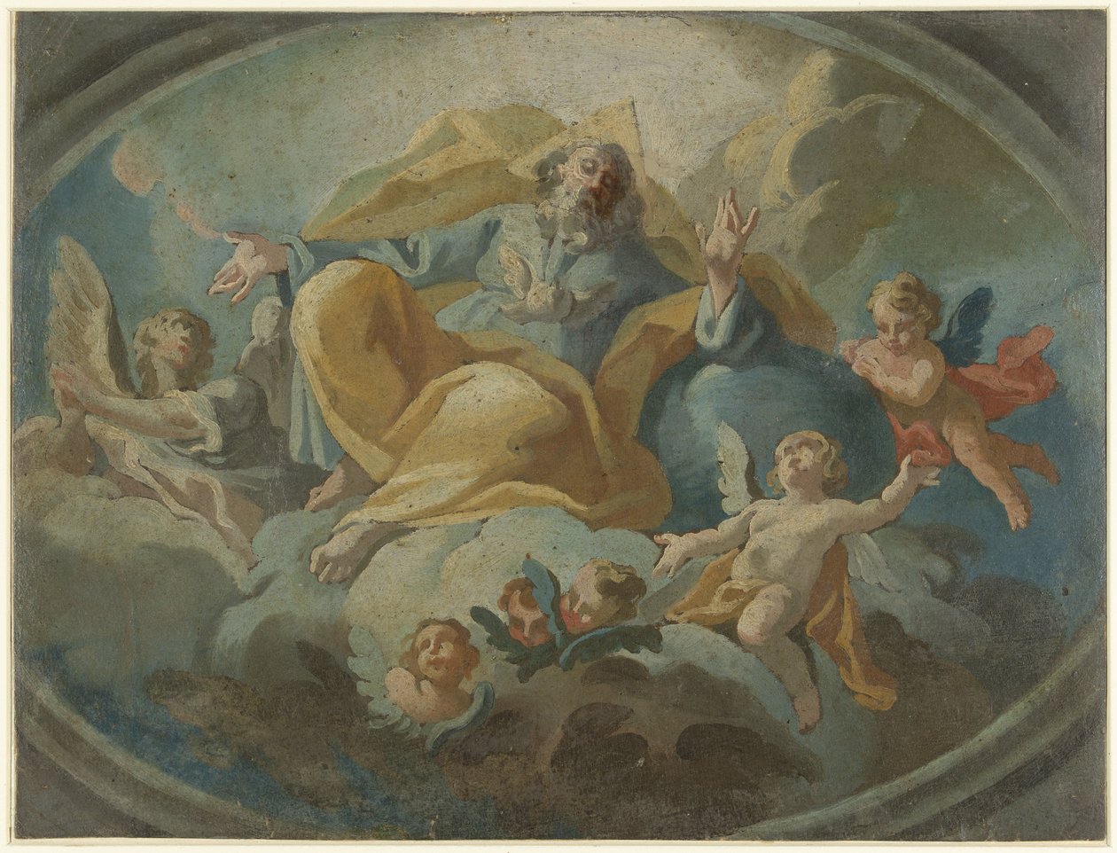Dieu avec des anges dans les nuages - Giuseppe Baroni
