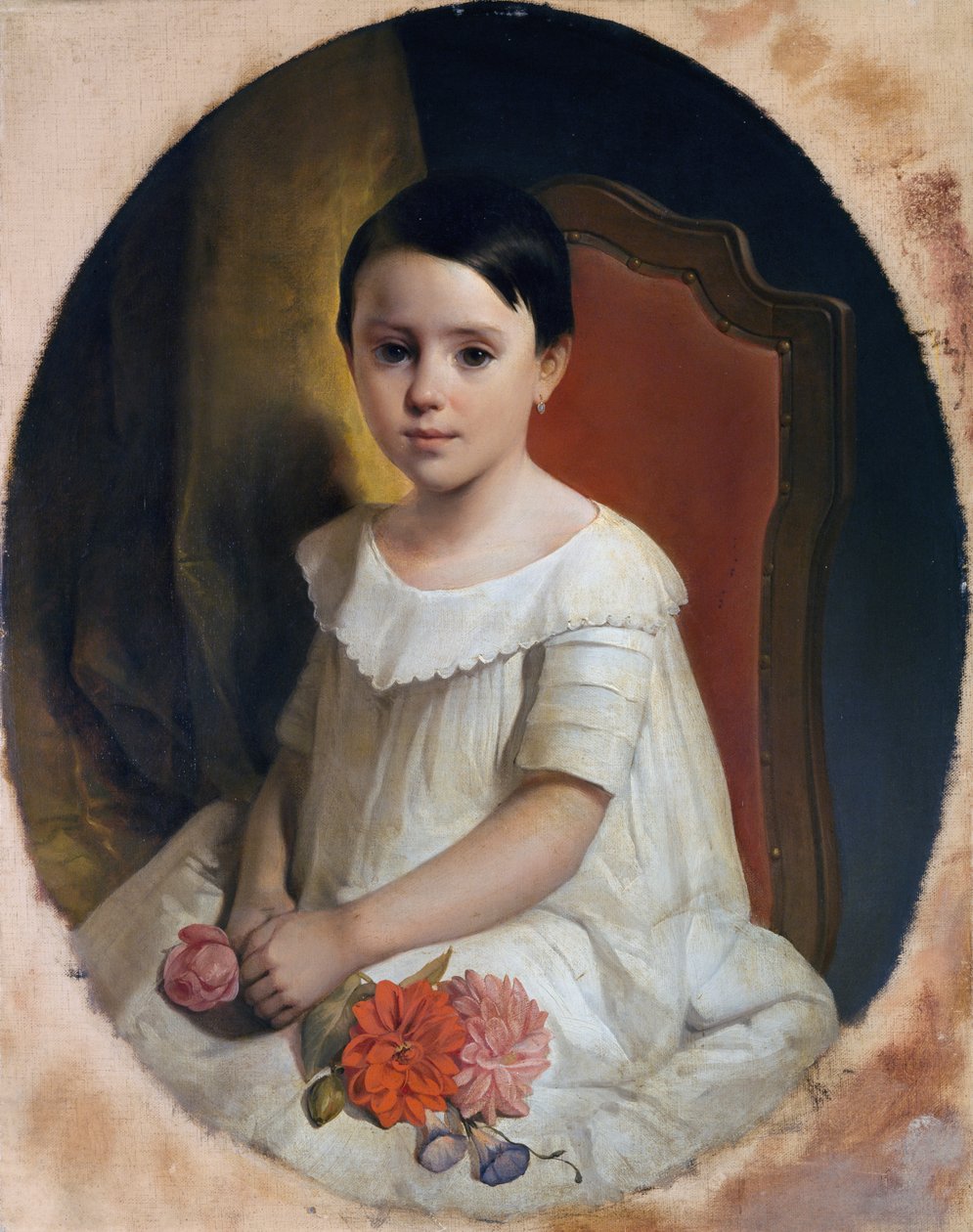 Petite fille avec des fleurs - Giuseppe Mazza