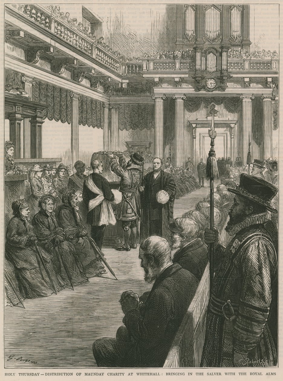 Distribution de la charité du dimanche à Whitehall (gravure) - Godefroy Durand