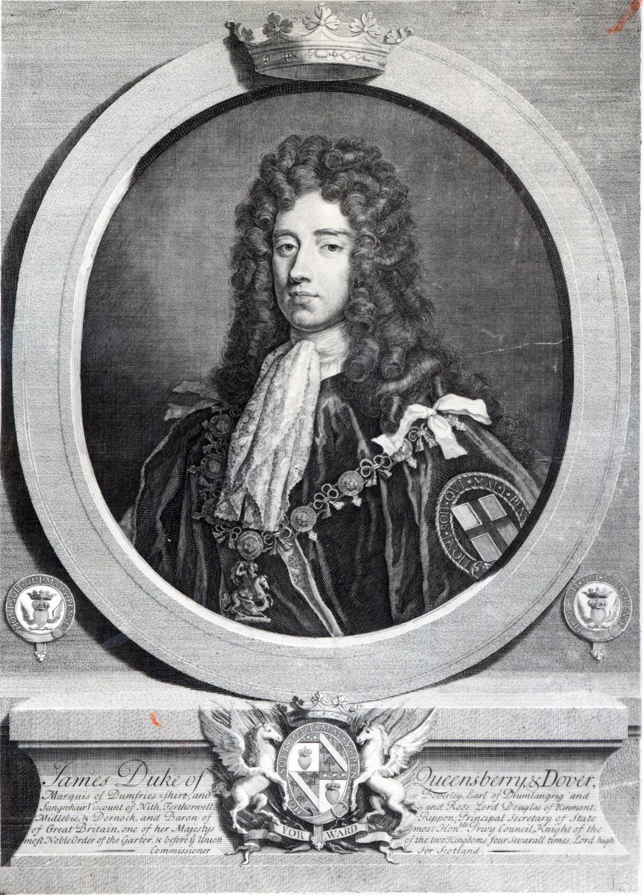 James Douglas, 2e duc de Queensberry, gravé par Louis du Guernier II - Godfrey Kneller